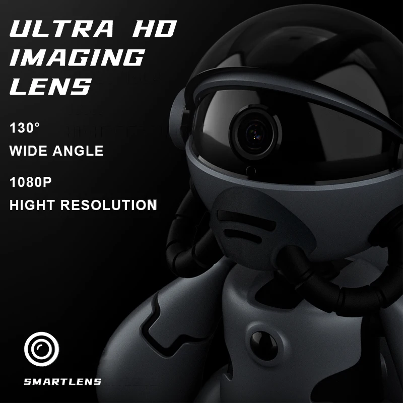 Wifi Indoor Camera for Home Pet Kids Security PIR Motion Detection 2 Way Audio 1080P FHD Wireless Rechargeable Battery Robot