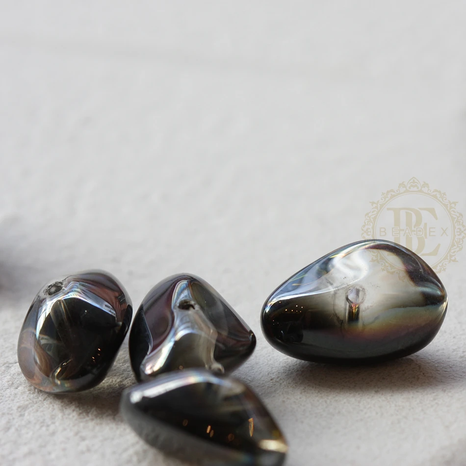 DIY Supply-10 Pieces Plated Crystal Glass Spacer Beads - Nugget 17x12mm (G341)