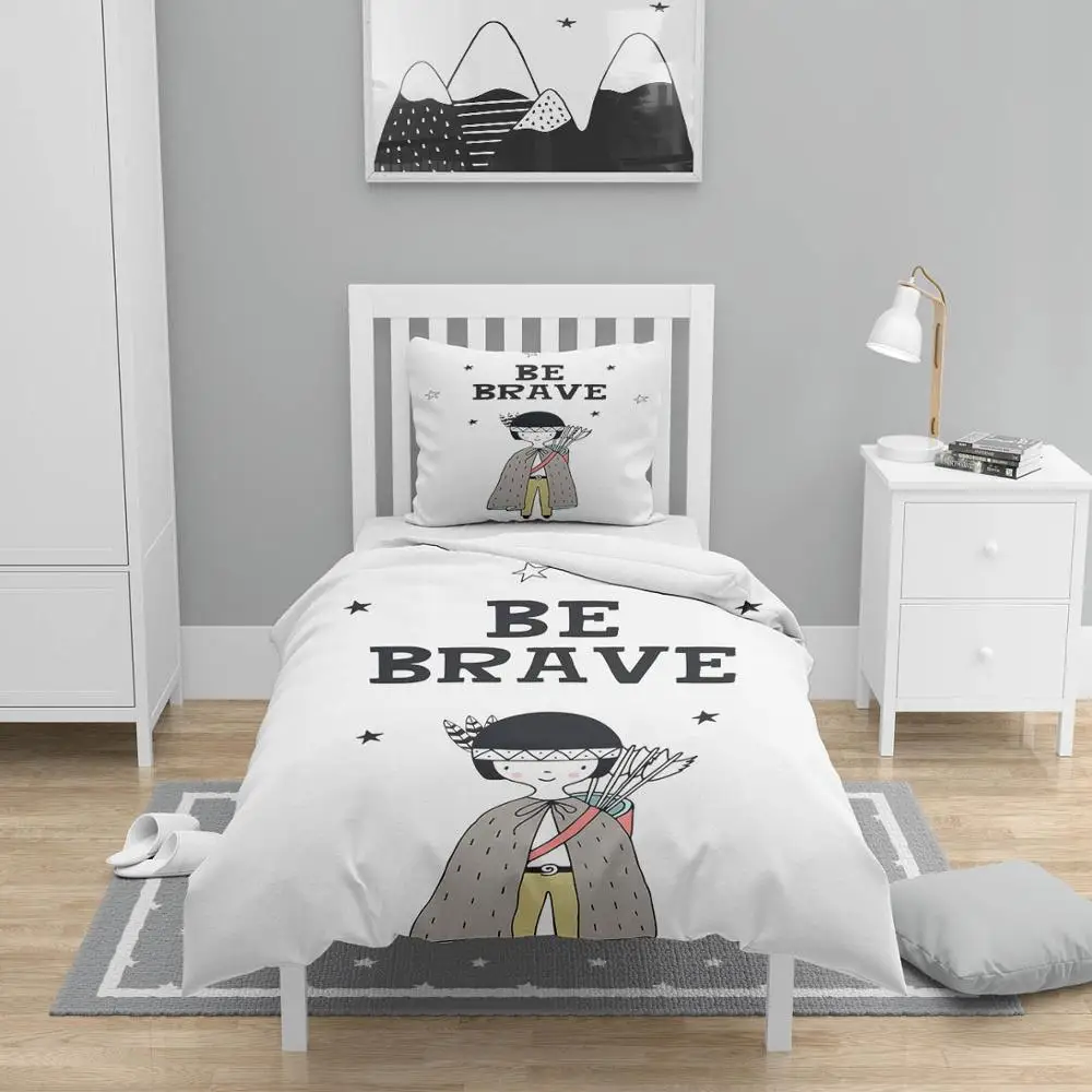 

Else 4 Pcs Black White Brave Red Skin Boho 3D Print Cotton Satin Chidren Kids Duvet Cover Bedding Set Pillow Case Bed Sheet