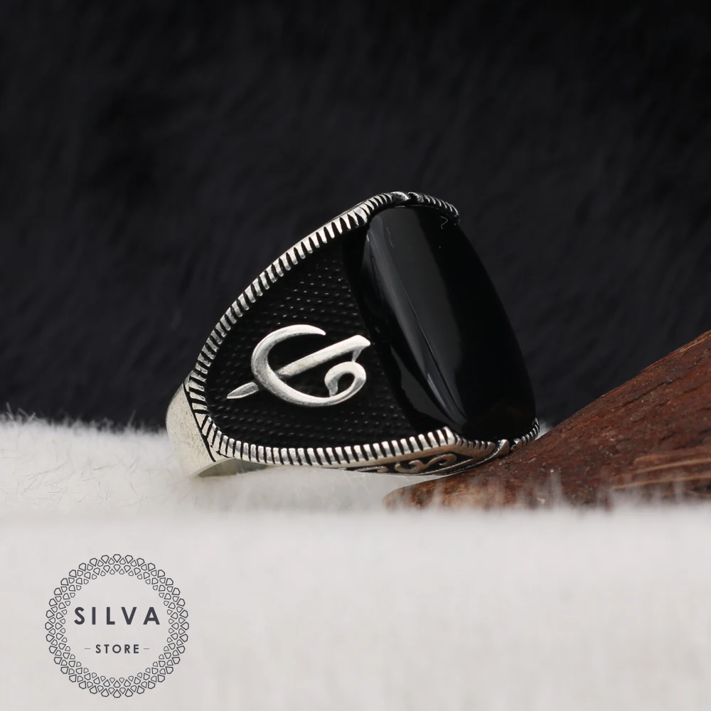 Silva Orijinal 925 Sterling Silver Ring for Men Black Onyx Stone S925 silver fashion Jewelry Gift Mens Rings All sizes