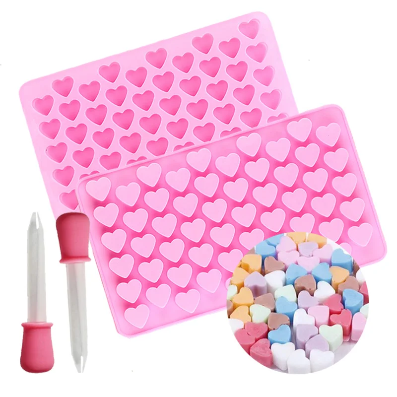 1Pcs 55 Cavity Gummy Love Heart Shape Ice Cube Chocolate Silicone Mold Fondant Molds Valentine Candy Mould Cake Decorating Tools