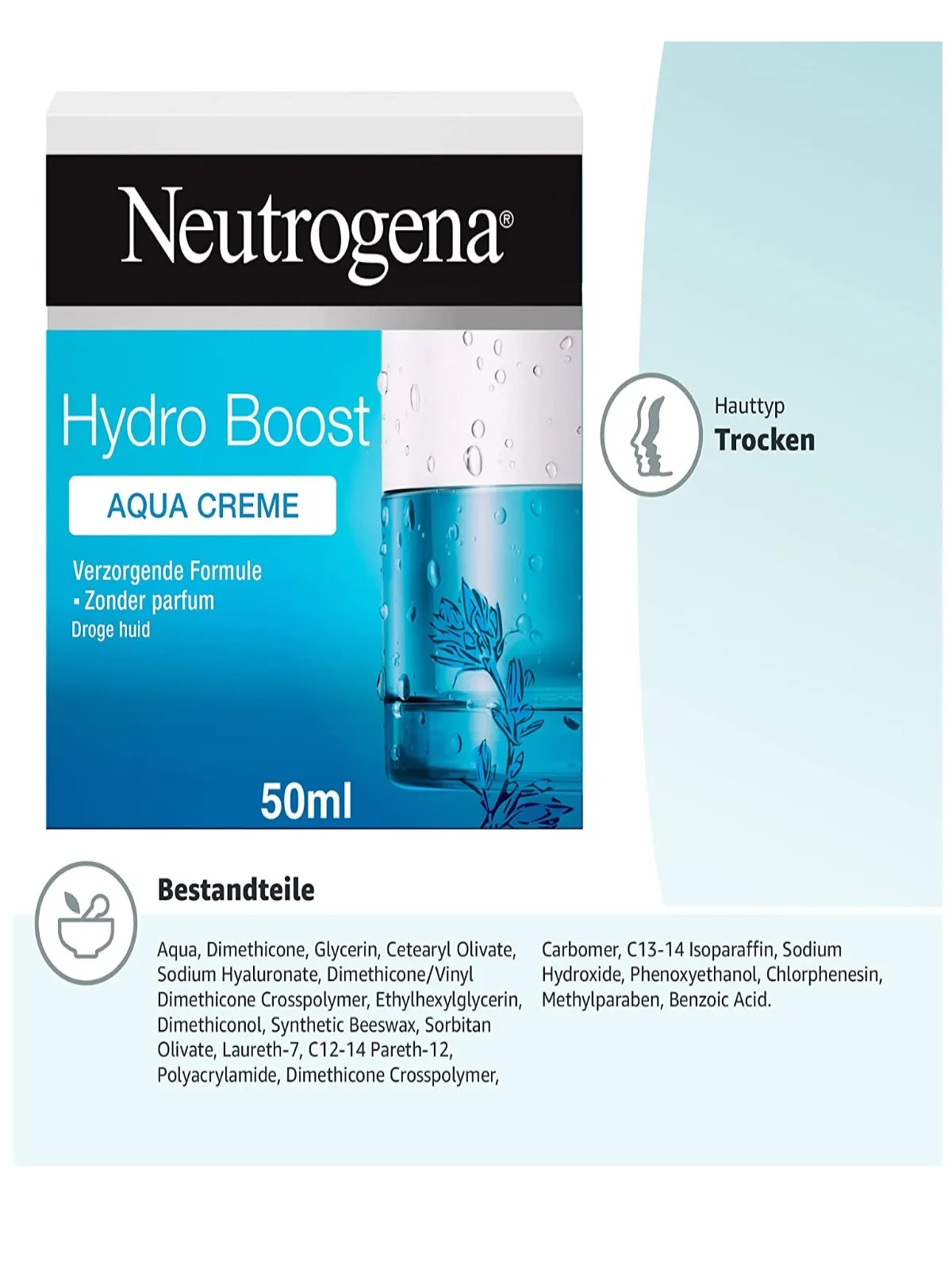 Neutrogena Hydro Boost Creme Gel Moisturizing Cream Gel With Hyaluronic Acid Gel Complex For 24H Intensive Moisture (1x50 ml)