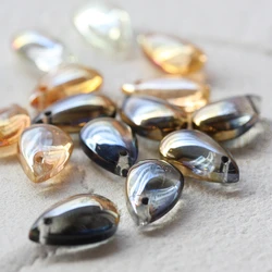 DIY Supply-30 Pieces Plated Crystal Glass Spacer Beads - Top Drilled Teardrop 8x14mm (G342)