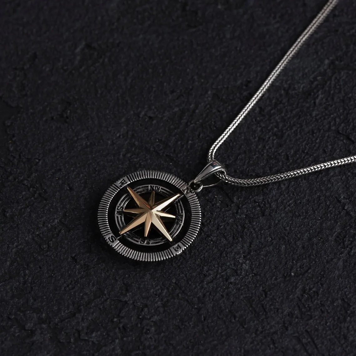 Elegant Compass Necklace in 925 Sterling Silver Sailor Compass Pendant Trendy Gift for Men Necklace Free Shipping Fine Jewelry