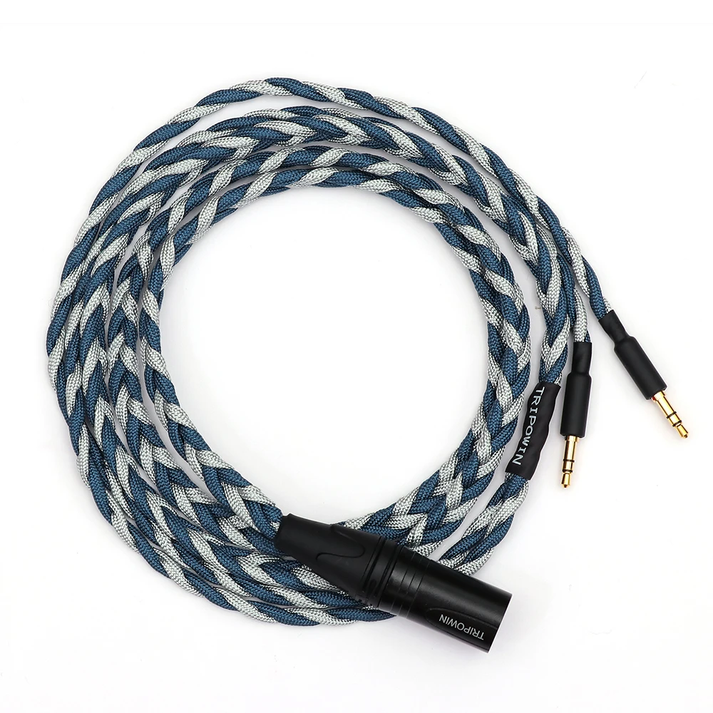 Tripowin GranVia 26AWG 36 Stränge x 4 Core Handgemachte Kopfhörer Ersatz Kabel für HD650 HD580 HD800 HIFIMAN ANANDA Grau – Detail 9