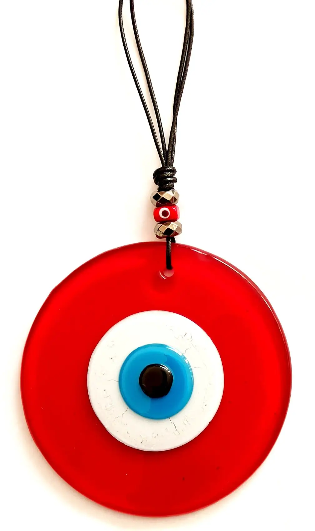 Leather String, Evil Eye Bead, Red Glass Wall Ornament