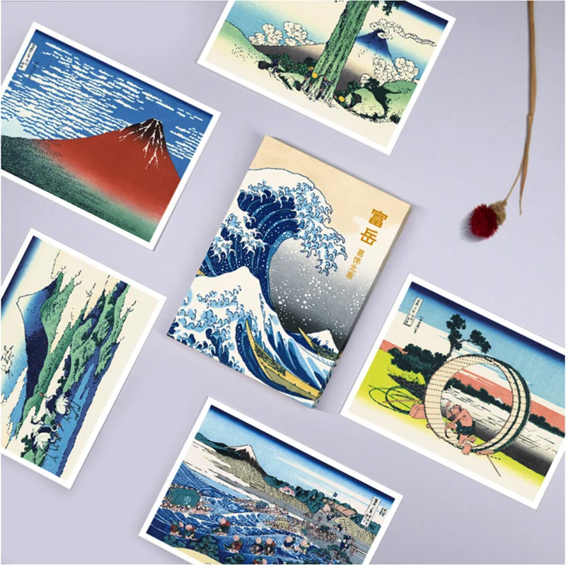 32Pcs/set Views of Mt. Fuji By Katsushika Hokusai Big Size (32K) Postcards  Ukiyoe Postcards Wall Decor Gift Card