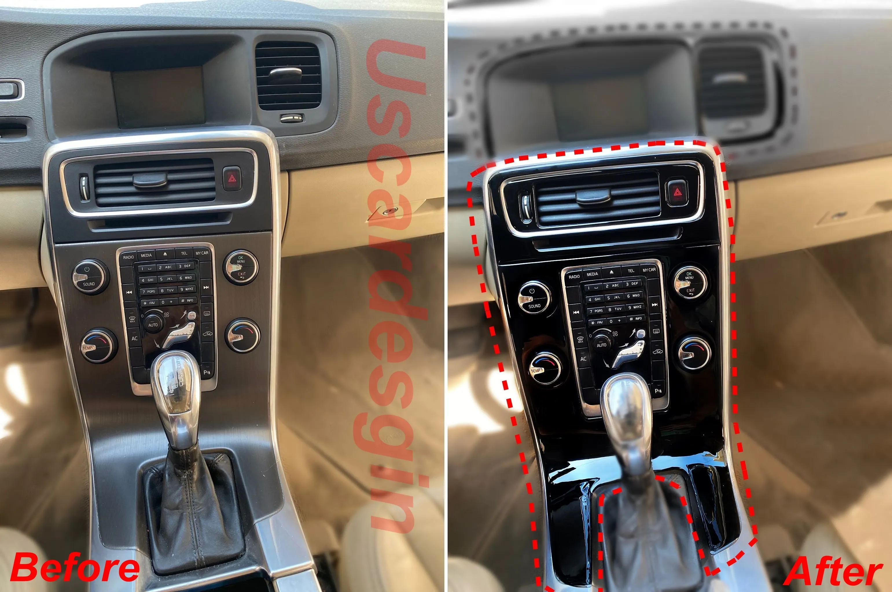 Volvo s60 v60 (2010-2018) 用センターダッシュボードトリム,ブラック,ピアノ,カーボンファイバー,コーティング,ダッシュキット,レバーノブ,ベント