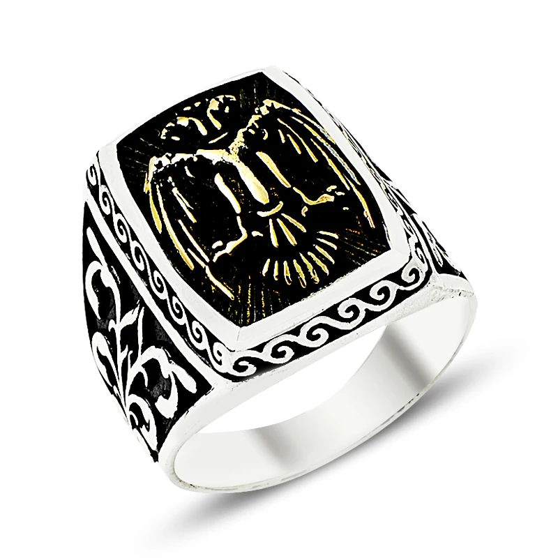 925 Silver Egypt Flag Printed Ethnic Rings for Men