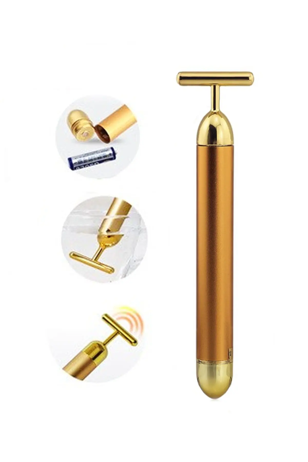 

24K Gold Roller Vibrating Facial Massager Slimming Facial Skin Beauty Bar Pulse Firming Face Massage Lift Tightening Wrinkle Bar