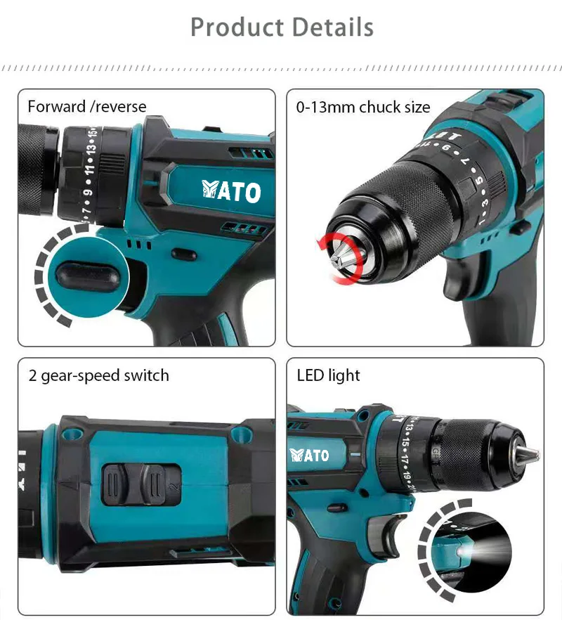 ATO Lithium Battery 8 In 1 Combo Kits Power Tools Sets Brushless Electric Cordless Planer for Makita 18V battery