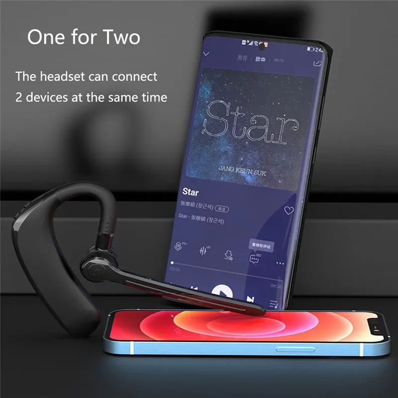 Earphone Nirkabel Headset Telinga Kiri atau Kanan Headphone Trucker Driver Olahraga HD Earpiece Suara dengan Mikrofon untuk iPhone Samsung Android