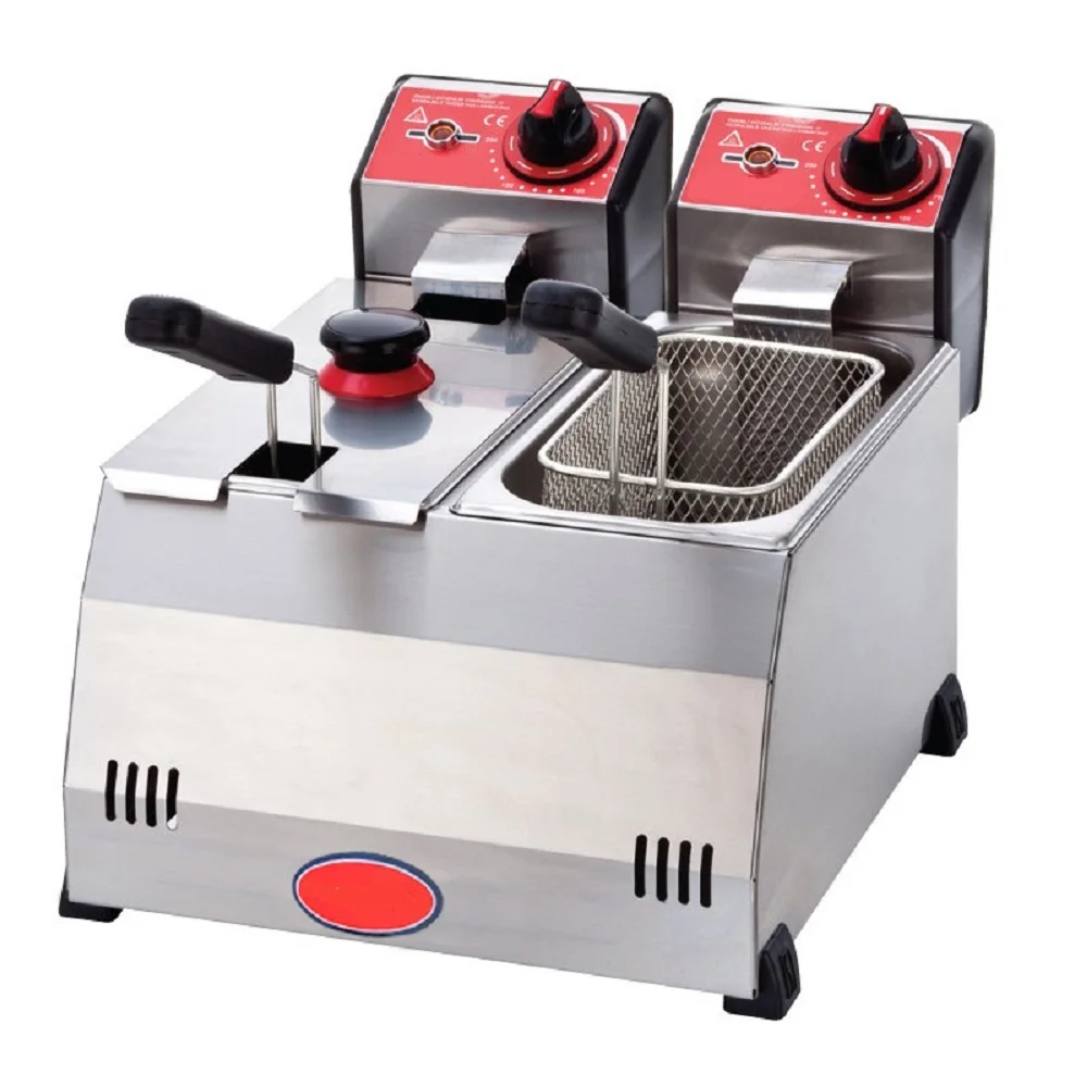 Commercial Deep Fryer Electric 220V 3+3 liters double compartments CE CERTIFIED