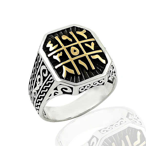 925 Silver Numerological Numerological Printed Casual Rings for Men