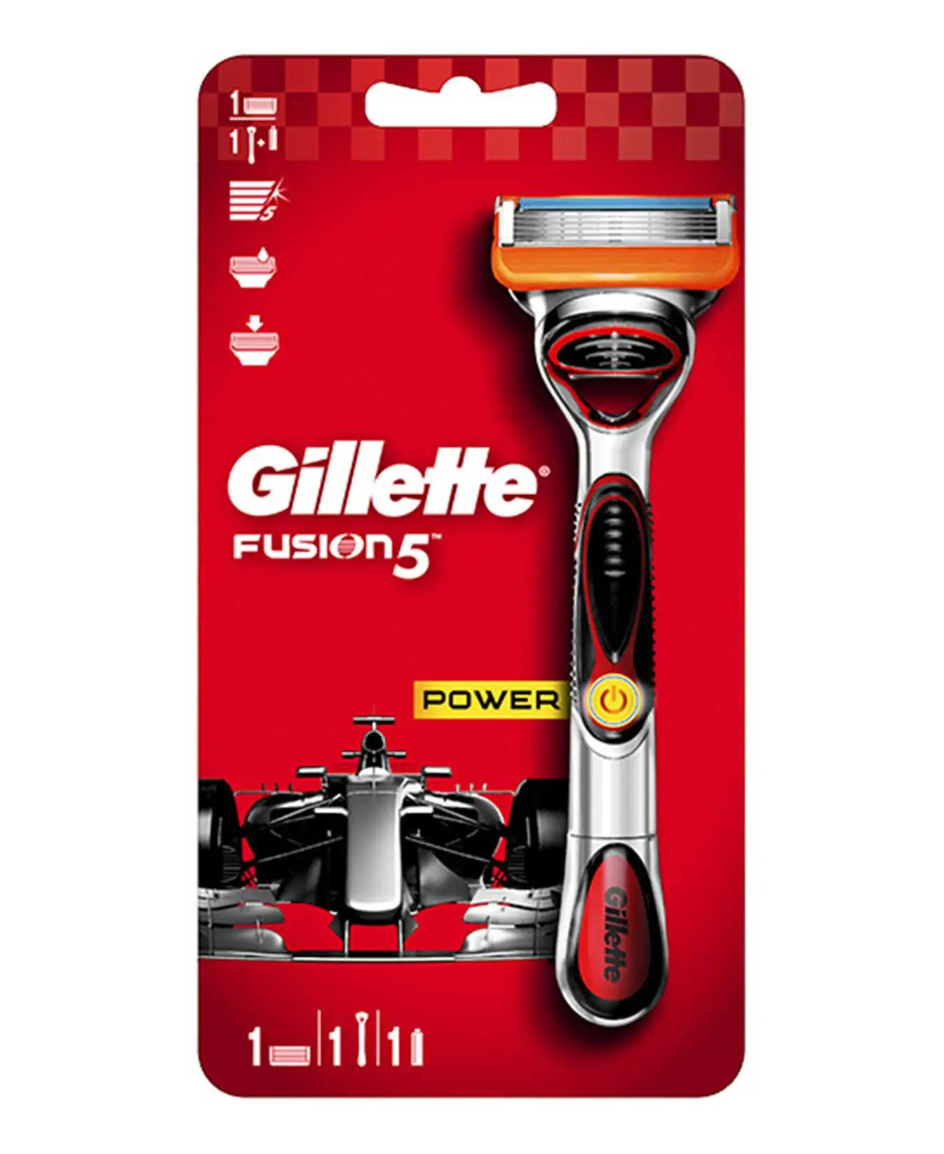 Gillette Fusion Power 1up Shaver Red / Orange Series Including AAA Battery