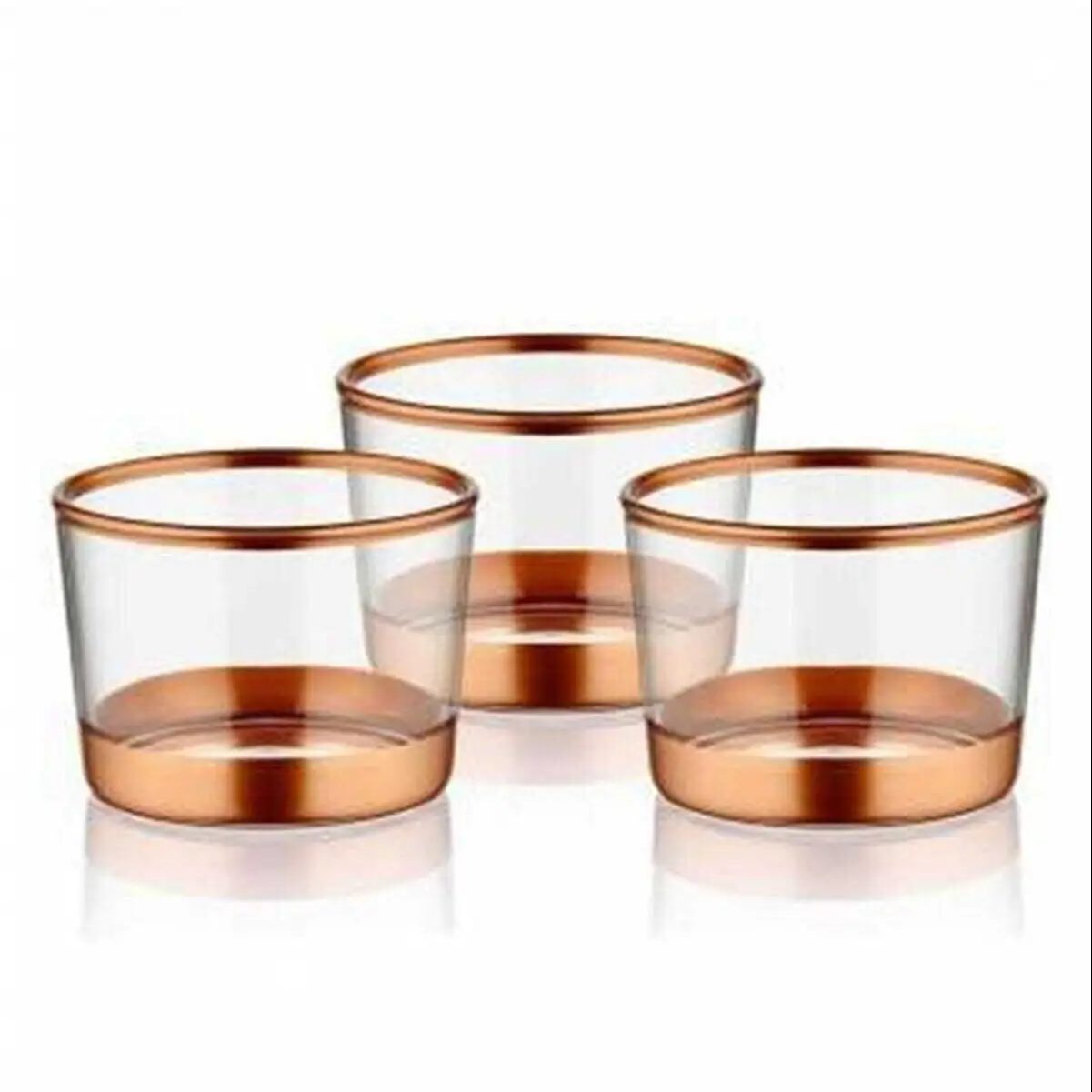 

3 Pieces Stylish Glass Bowl With Copper Backing For Home For Kitchen Lux Kitchen Modern Design Made In Turkey Fast shipping