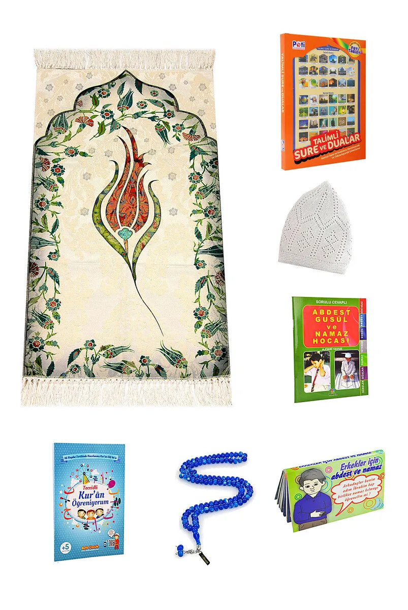 Perfect 2023 Muslim Boy Child Ramadan Prayer Rug Gift Set Islamic Mat Quran Muslim Special Ramadan Dua Islamic Kilim Worship Set