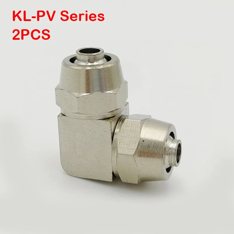 

2Pcs KL-PV4,PV6,PV8,PV10,PV12,PV14,PV16 Series Copper Nickel Plating Fittings Threaded Elbow Fitting Pneumatic Quick Connector