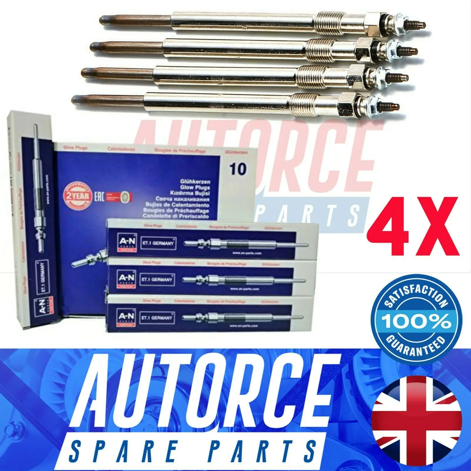 4X FOR LAND ROVER DEFENDER DISCOVERY FREELANDER JAGUAR XF X-TYPE HEATER GLOW PLUGS FITS EZD38, 1C106M090AA, XS7U6M090BB, 596088