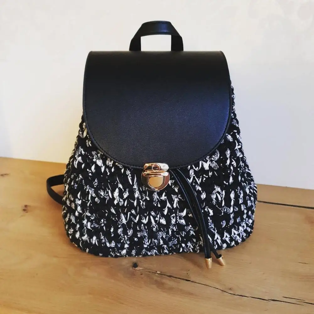 Bolso de mano hecho a mano para mujer, bolsa de costura, Funda de cuero con agujeros, accesorios DIY para mochila tejida