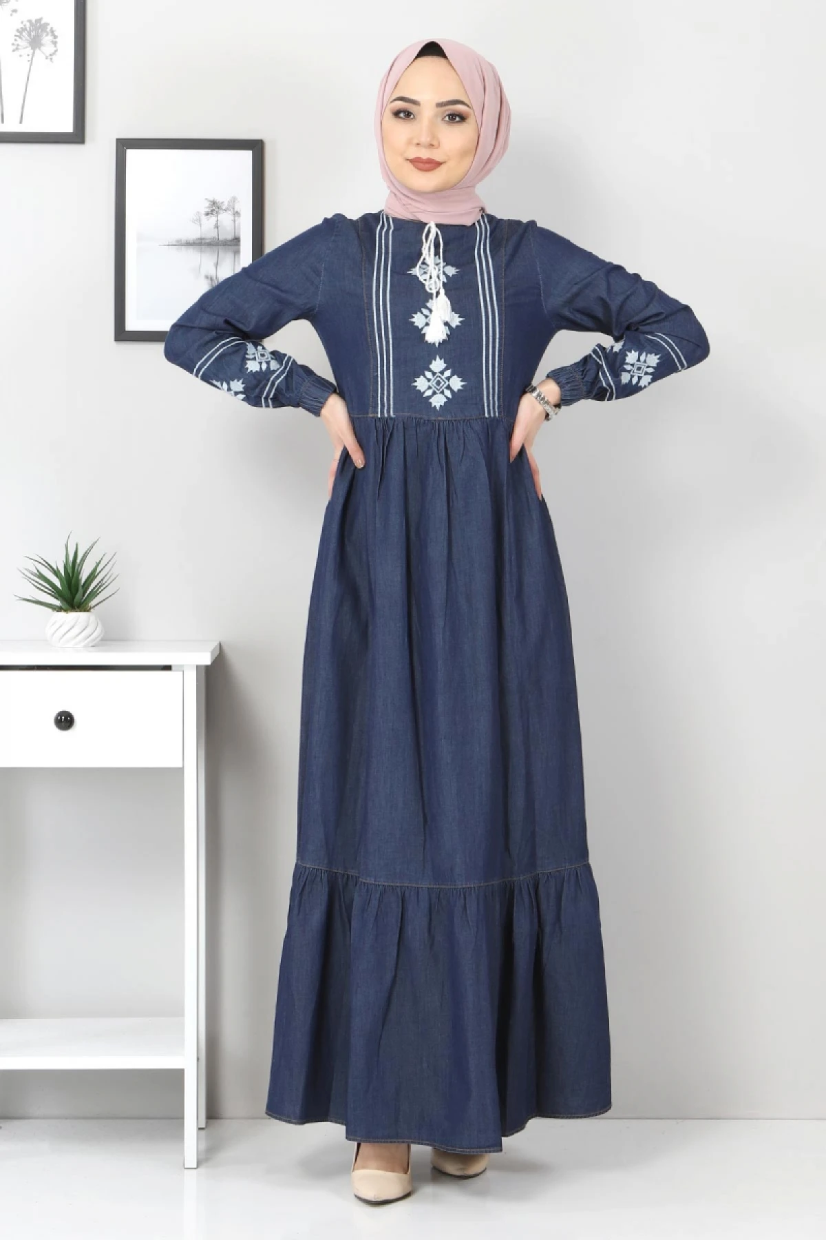 Long Maxi jeans dress women's dress turkish fashion islamic muslim Modern clothing turkey 2002