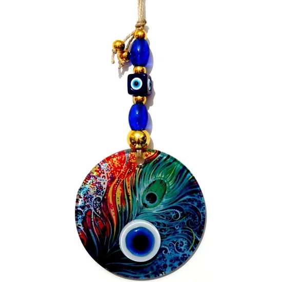 New 2022 Ramadan Peacock Fusion Glass Peacock Feather Patterned 12X12 Cm Evil Eye 12X30 cm Handmade Wall Ornament Charms