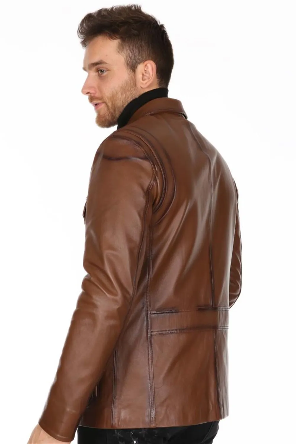 Veste de sport en cuir véritable pour homme, modèle original, peau d'agneau, couleur marron, furless, softy, tendance 2022, apparence faite en turquie, e-165