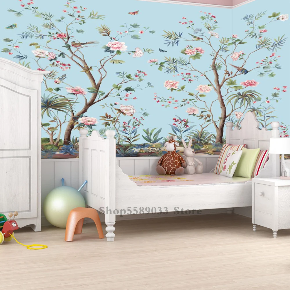 

Flower Tree Printed Wall Wallpaper Custom Any Size Waterproof Living Room Bedroom Decoration Wall Decal Room Aesthetic Upholster