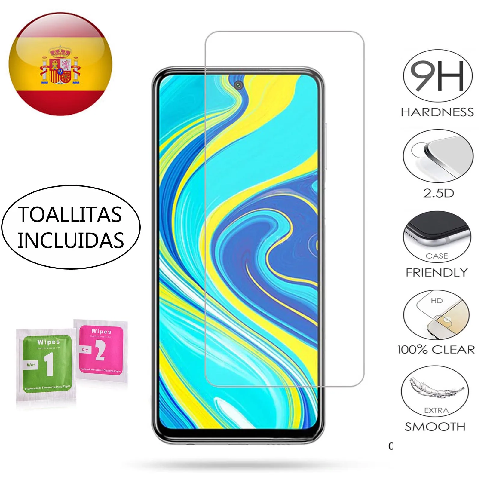 For Xiaomi Redmi Note 9 Pro tempered Glass 9H 2.5D Premium Glass 0,3mm screen Protector