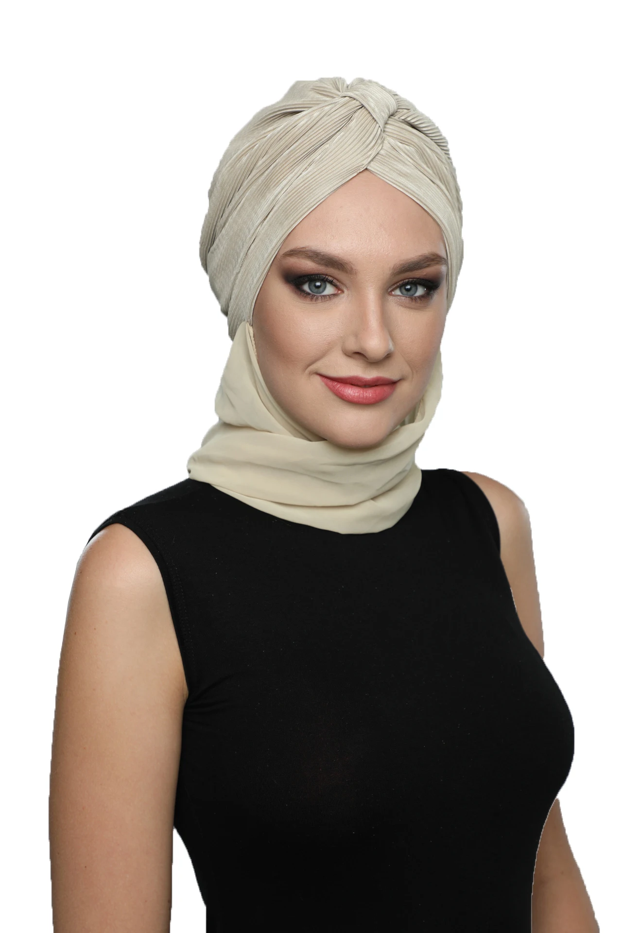 2022 New Fashion Cross Pleat Banded With Shawl Ready Made Turban Hijab Bonnet Scarf Cancer Cap Special Women Product Beret Bandana Muslim Chemo All Season Rib Pearl Prayer Head