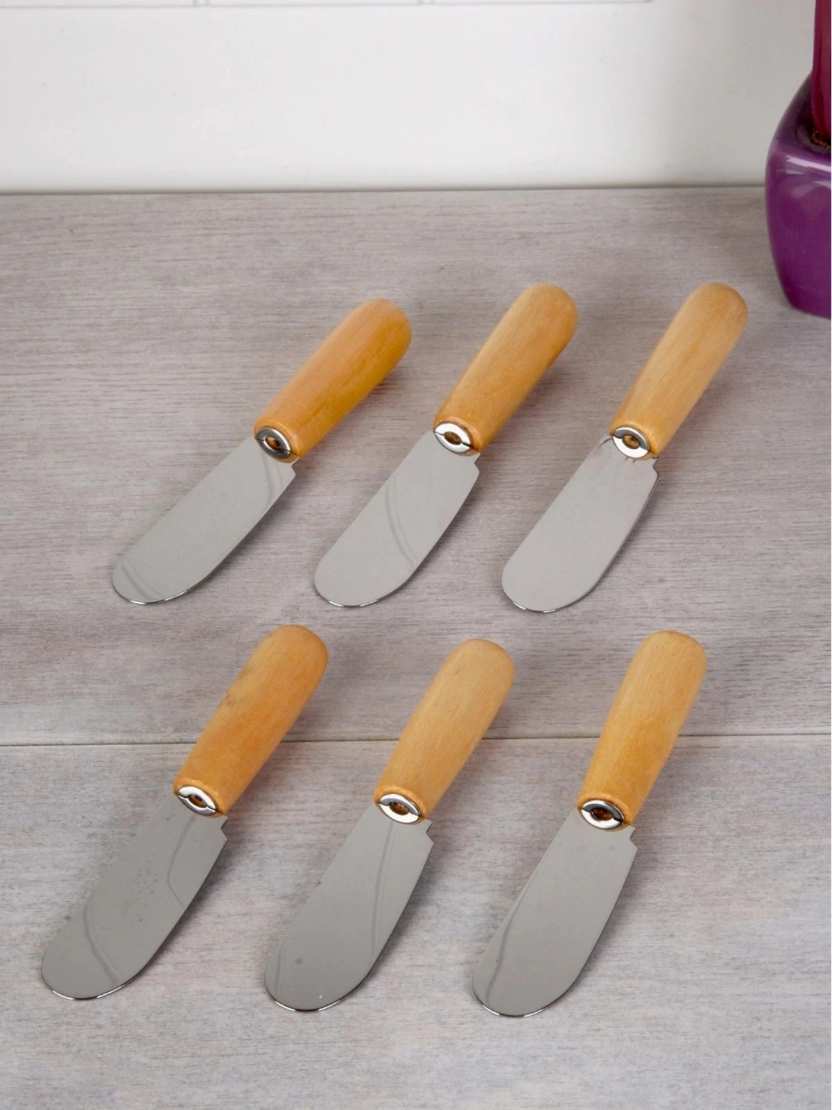 

Bamboo Handle 6 PCs Butter Jam Knife Kitchenware and Tableware Supplies New Fast Shipping