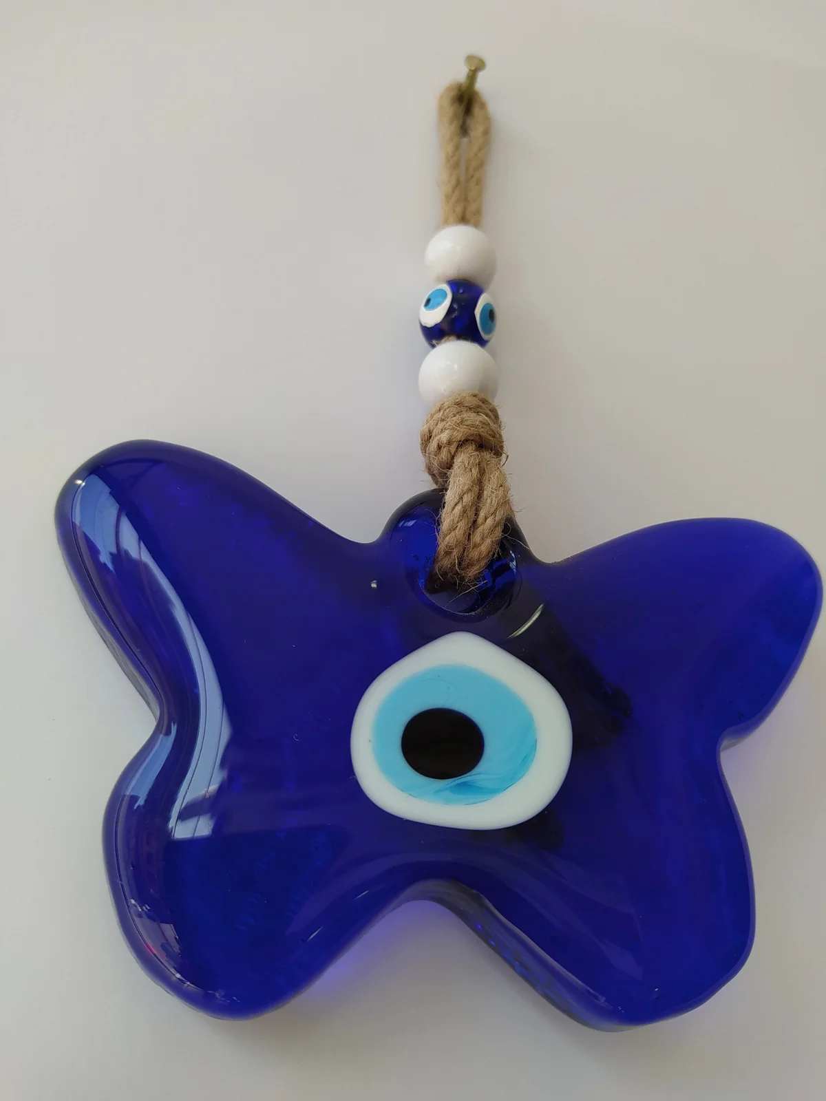 Butterfly Evil Eye 12cm Glass Bead Pendant Charm Turkish Handmade Amulet Wall Hanging Talisman Boho Home Decor Made in Turkey