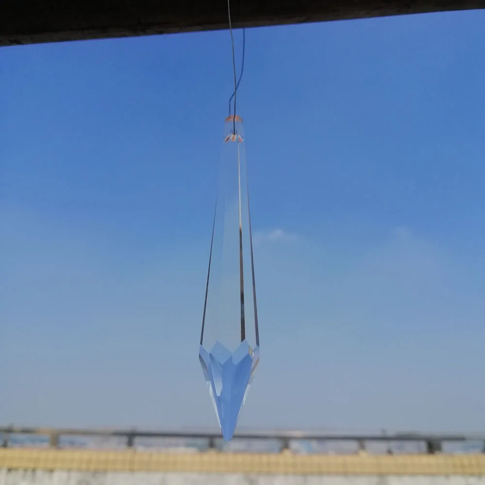 Camal 2Pcs 100mm Clear Glass Crystal Icicle Tine Chandelier Lamp Prisms Pointed Pendant Bead Hanging Suncatcher Lighting Parts