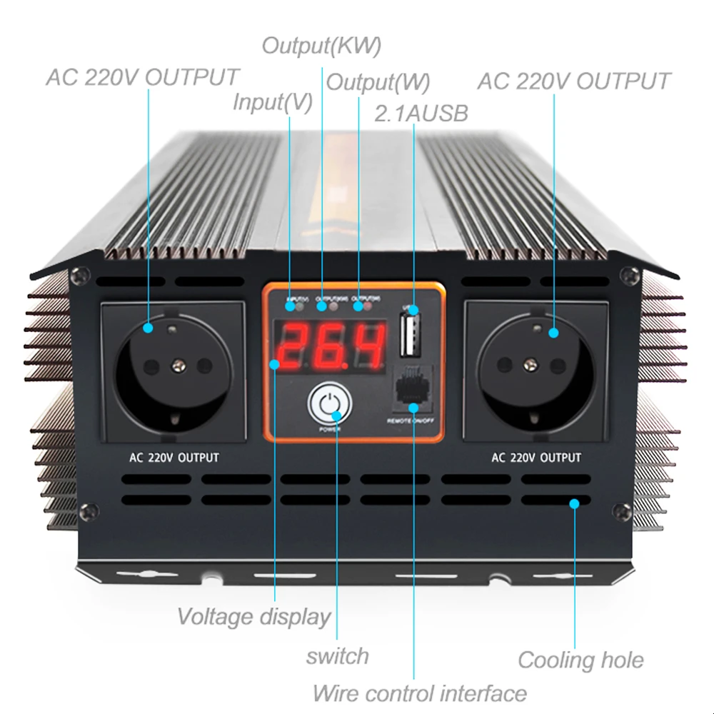 200W samochodowa przetwornica napięcia DC 12V do 110V konwerter mocy AC zapalniczki podwójne gniazda AC typu C 2.4A 4 szybkie USB przejściówka do ładowarki