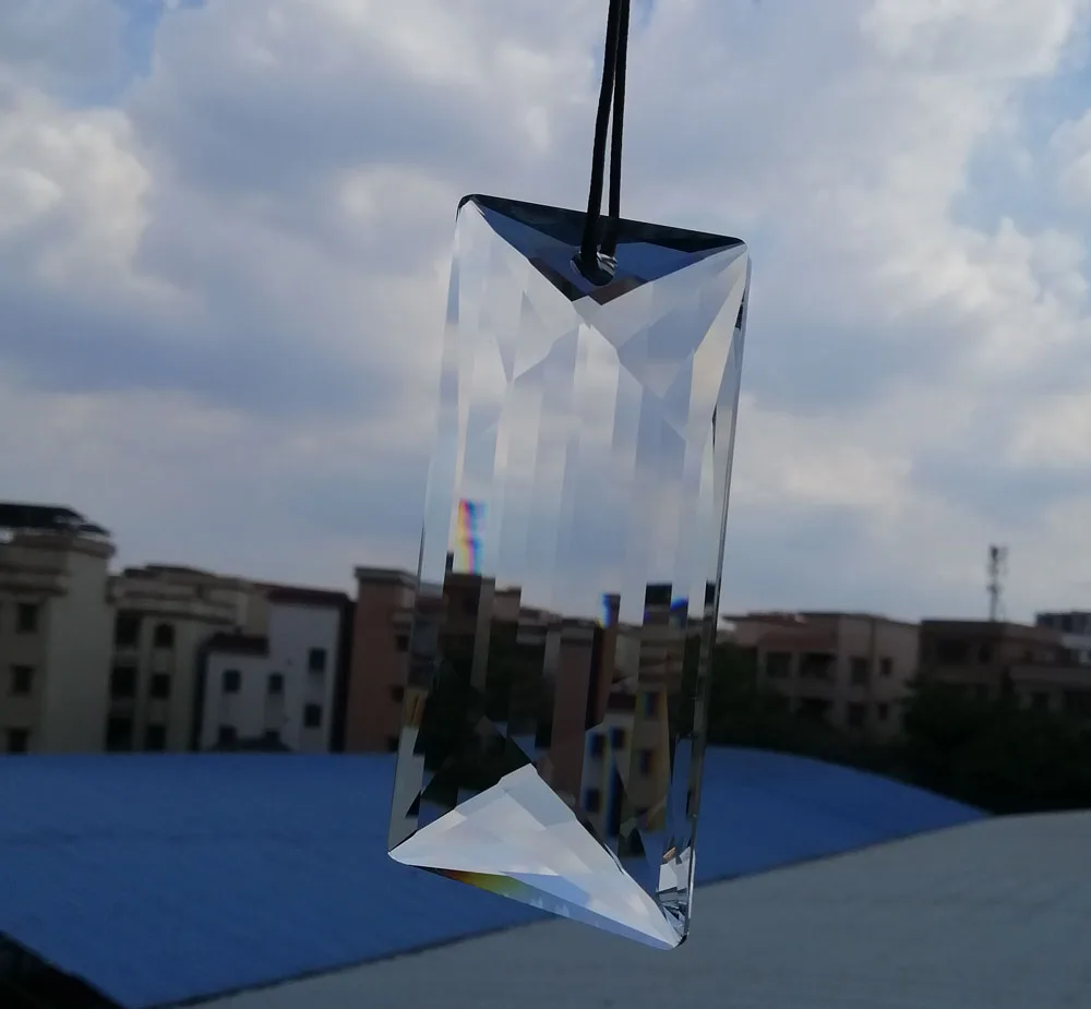 Camal 1pcs 110mm (1 hole) Faceted Long Quadrilateral Crystal Spacer Pendant Lamp Prisms Chandelier Suncatcher Lighting Part Home