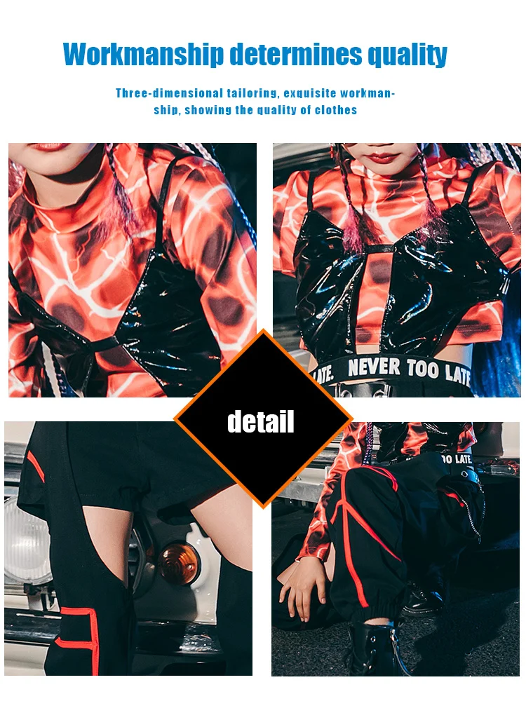 ZZL Urban Dance Girl Clothes Girl Jazz Dance Performance Suit Hip-hop Children K-pop Stage Outfit Fashion Clothes Cool Girls