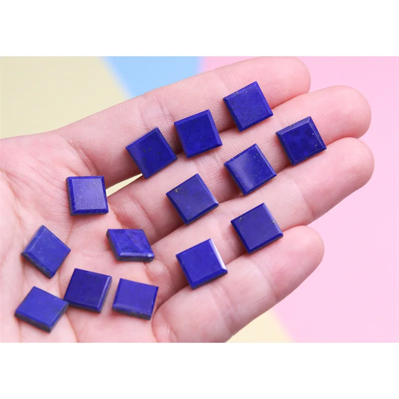 1PC Lapis lazuli Flat Square 10mm Cabochon Loose Stones for Jewelry Making Ring Pendant DIY
