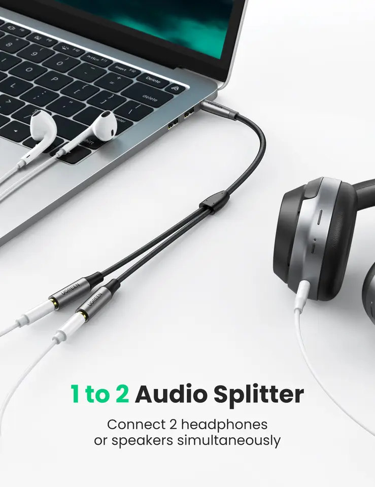 UGREEN Headphone Splitter 3.5mm 2 Way Aux Male to Female Earphone Audio Adapter Double Stereo Y Splitter Cable For TV Phone PS4 - 2