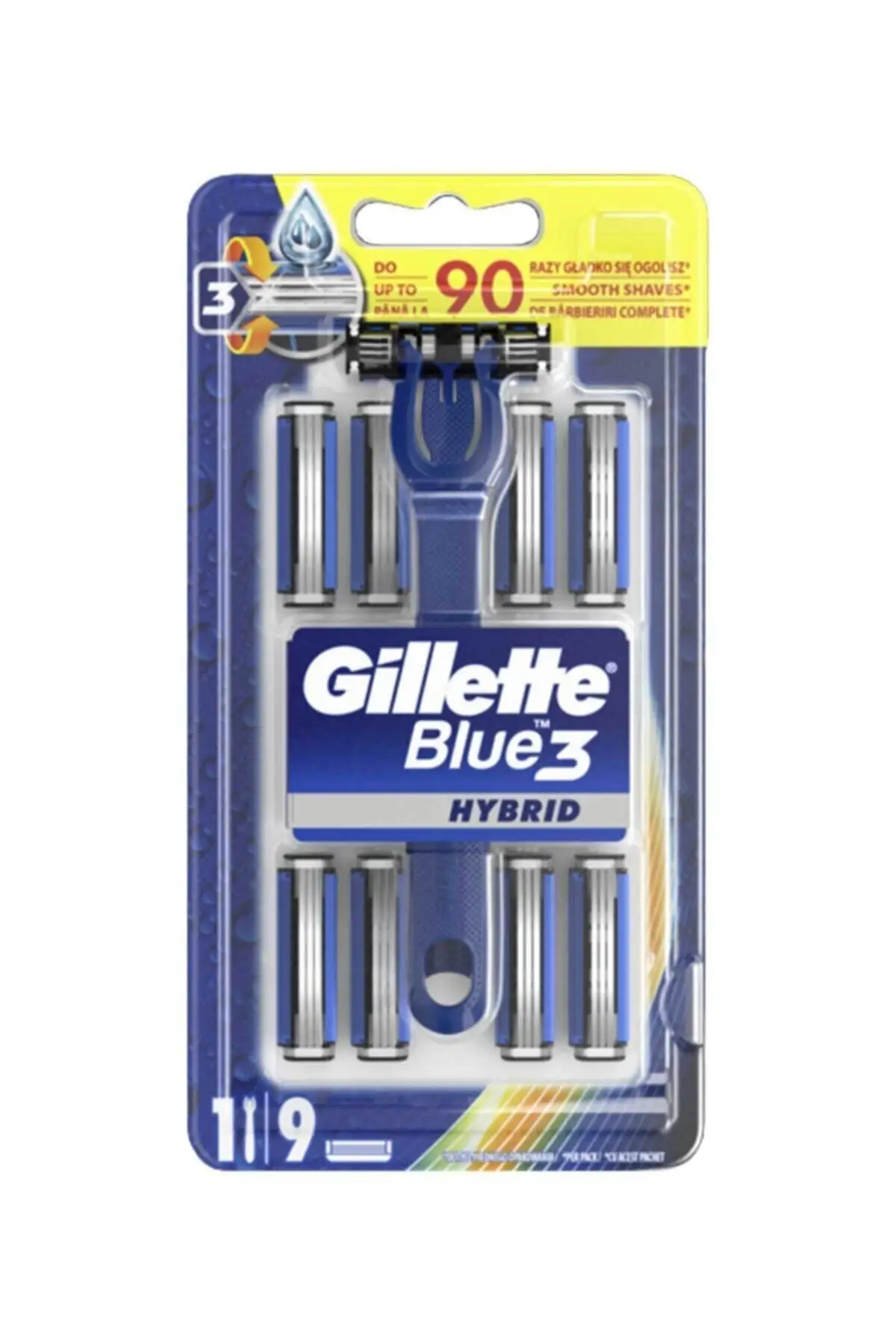 Gillette Blue3 Hybrid Shaver + 9 Replacement Blades