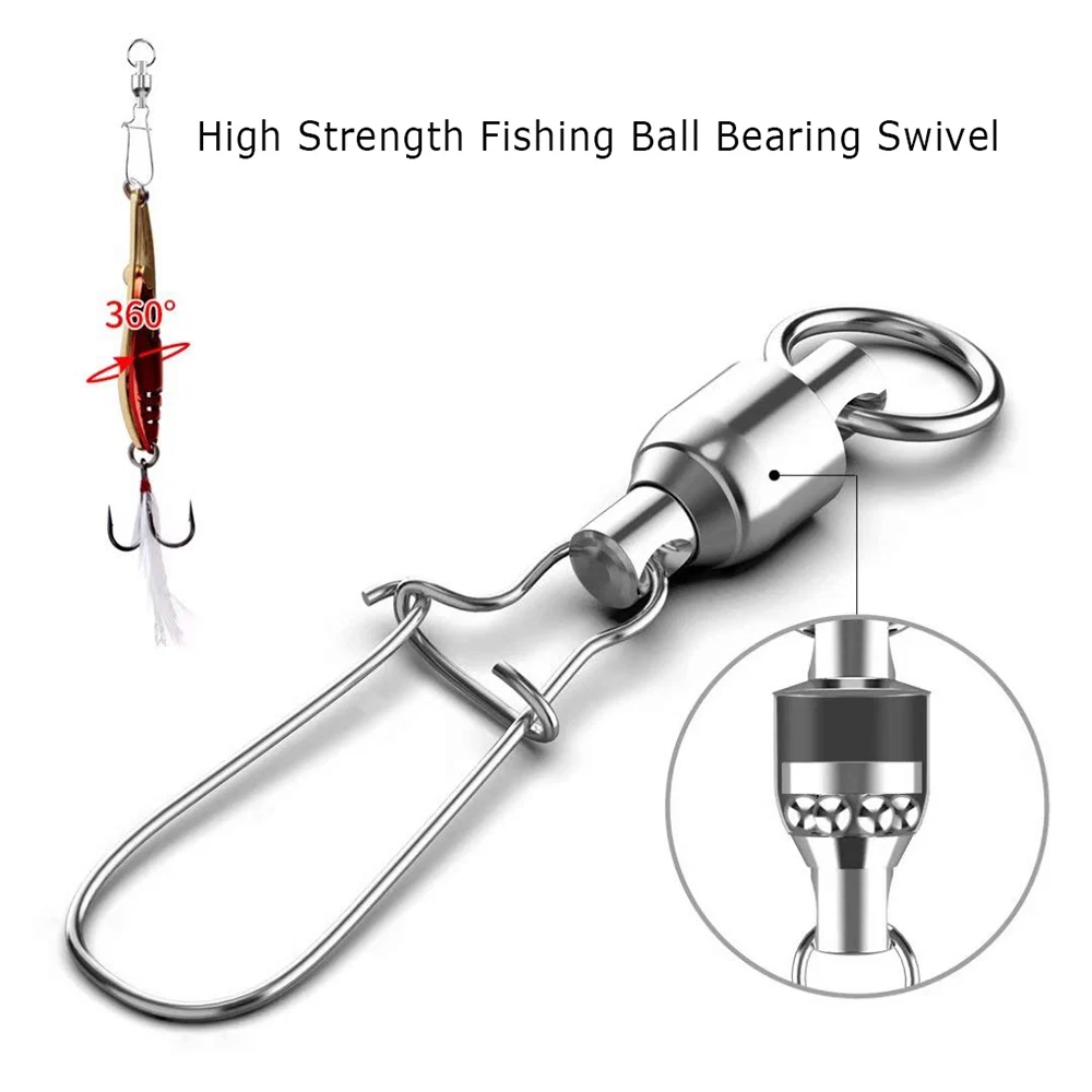 SANLIKE 25pc Fishing Ball Bearing Swivel High Strength Stainless Steel Anticorrosion Fishing Lure Connector 0# - 8# Nine Sizes