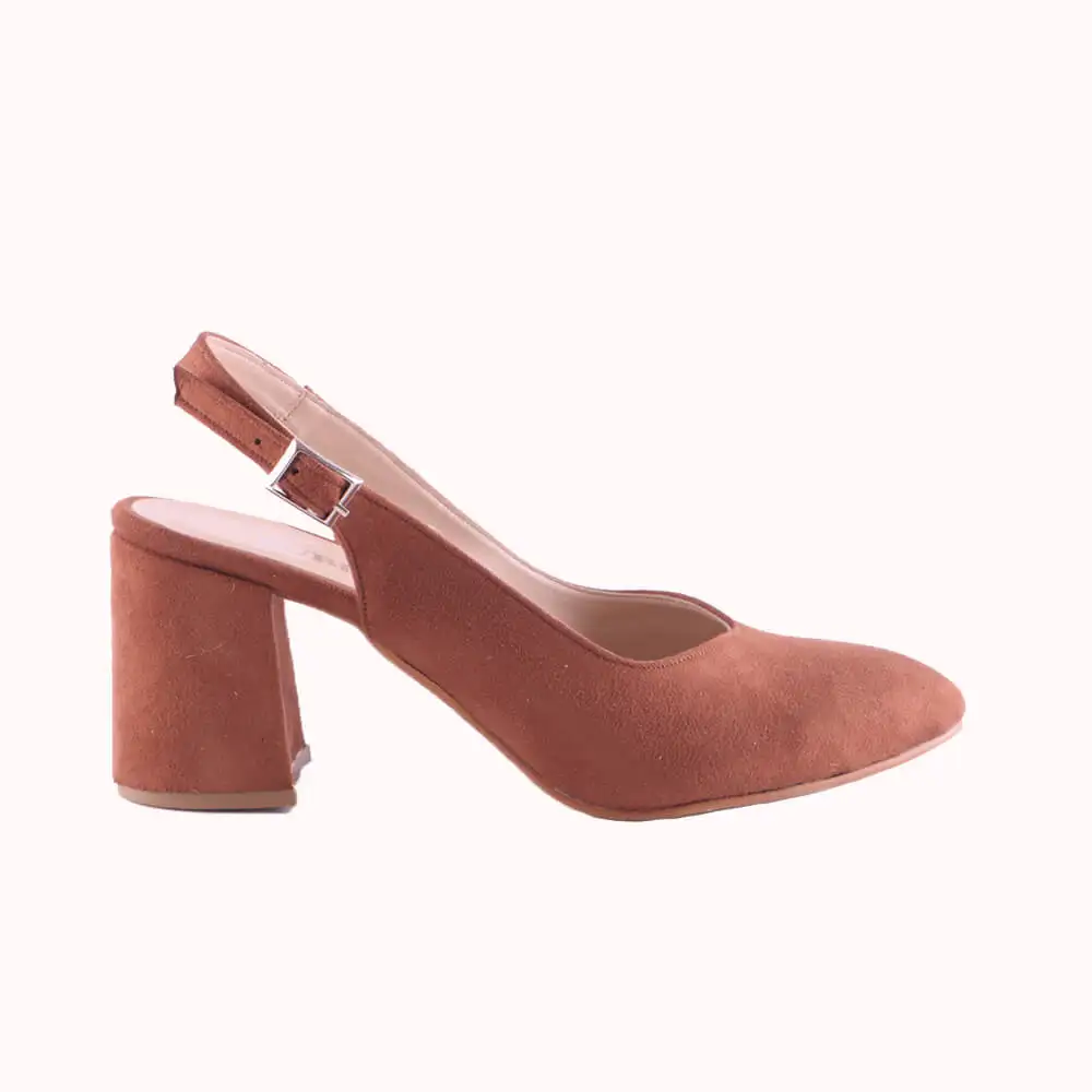 Brown Suede Ankle Strap Women Sandals Pointed Toe Heels for Women Thick Heel Pumps for Women 7 cm Heels Women Ladies Pumps