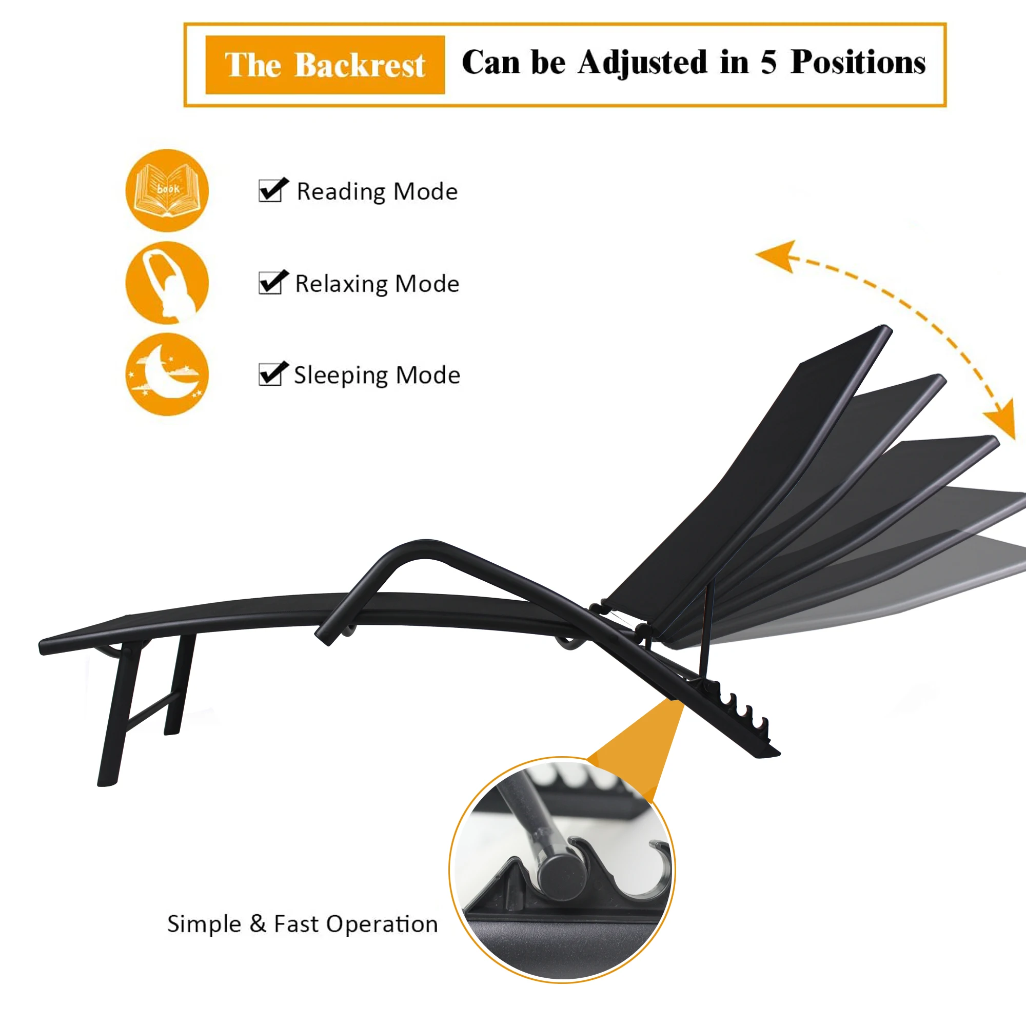 Terrasse Lounge Am Pool Liege Schwarz [US-Lager]