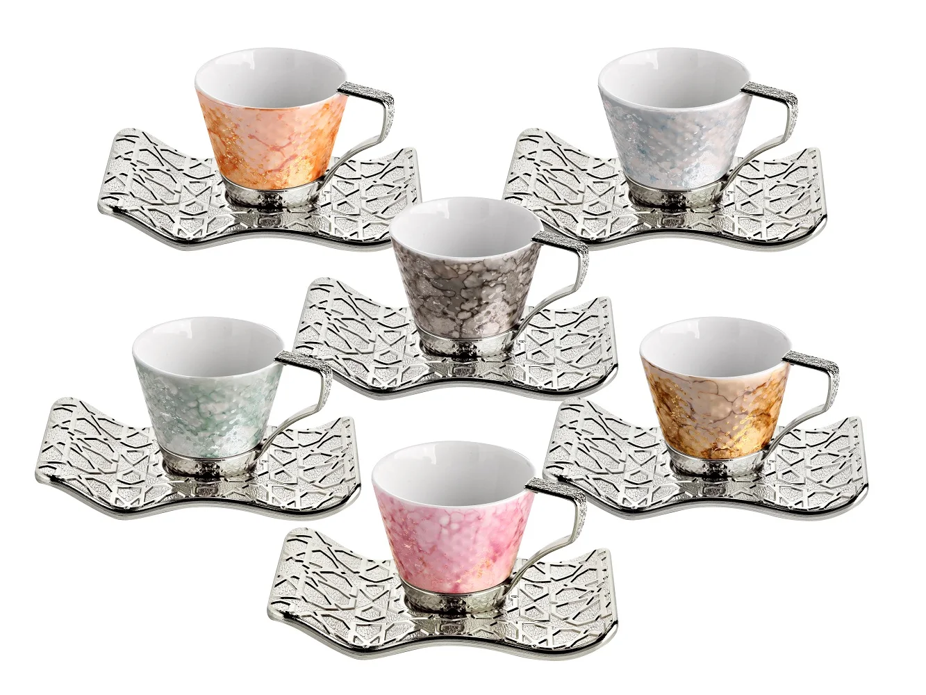 Ni̇sa Coffee Set - Silver White Color