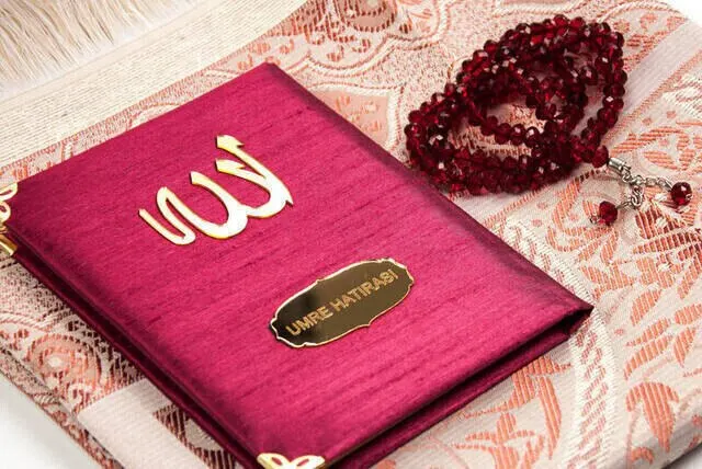 WONDERFUL Slub Fabric Covered Yasin Book - Bag Size - Name-Specific Plate - Prayer Rug - Rosary - Box BOOK TASBİH