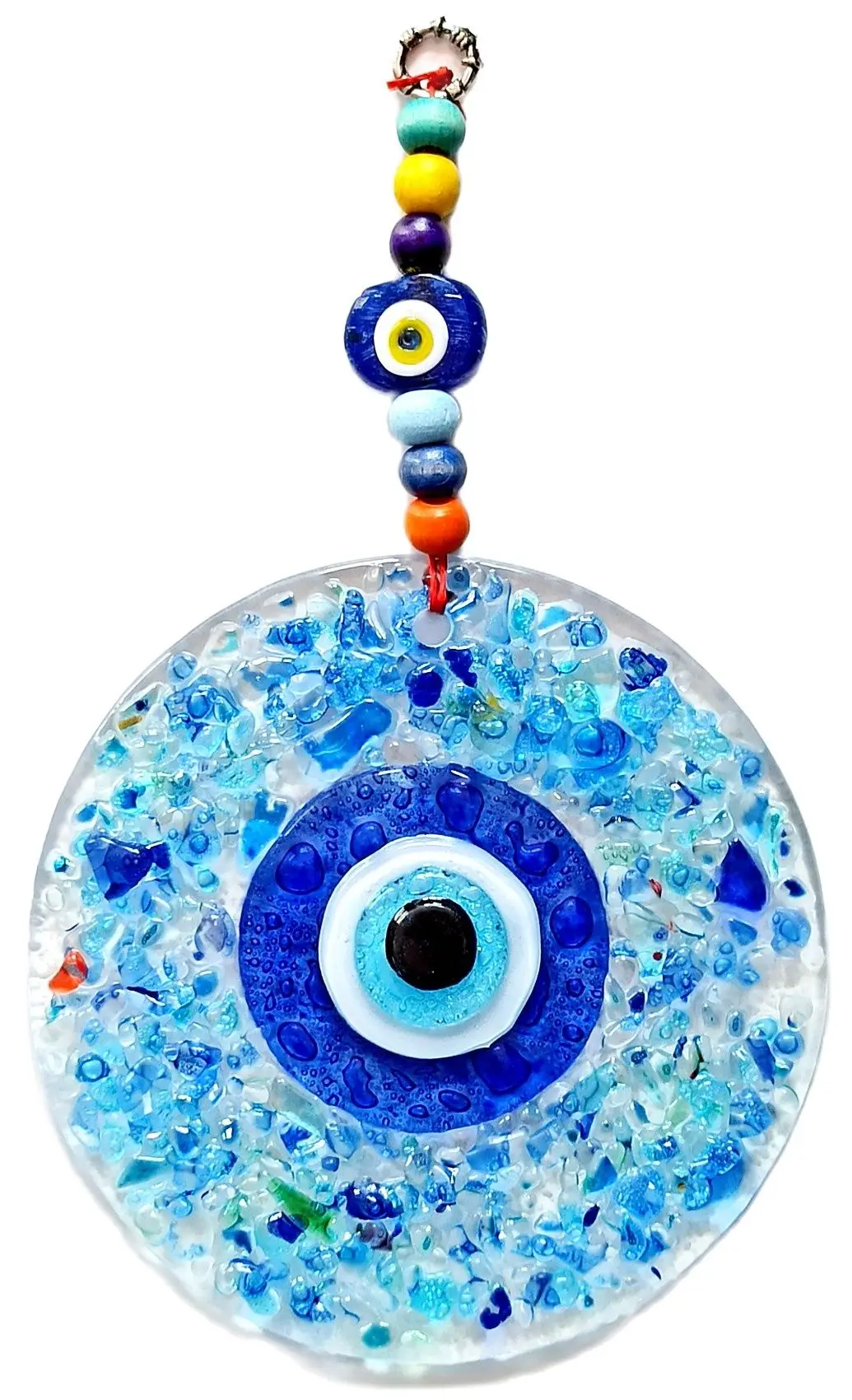 Blue Evil Eye Bead, Cut Glass Pattern, Wall Ornament Evil Eye