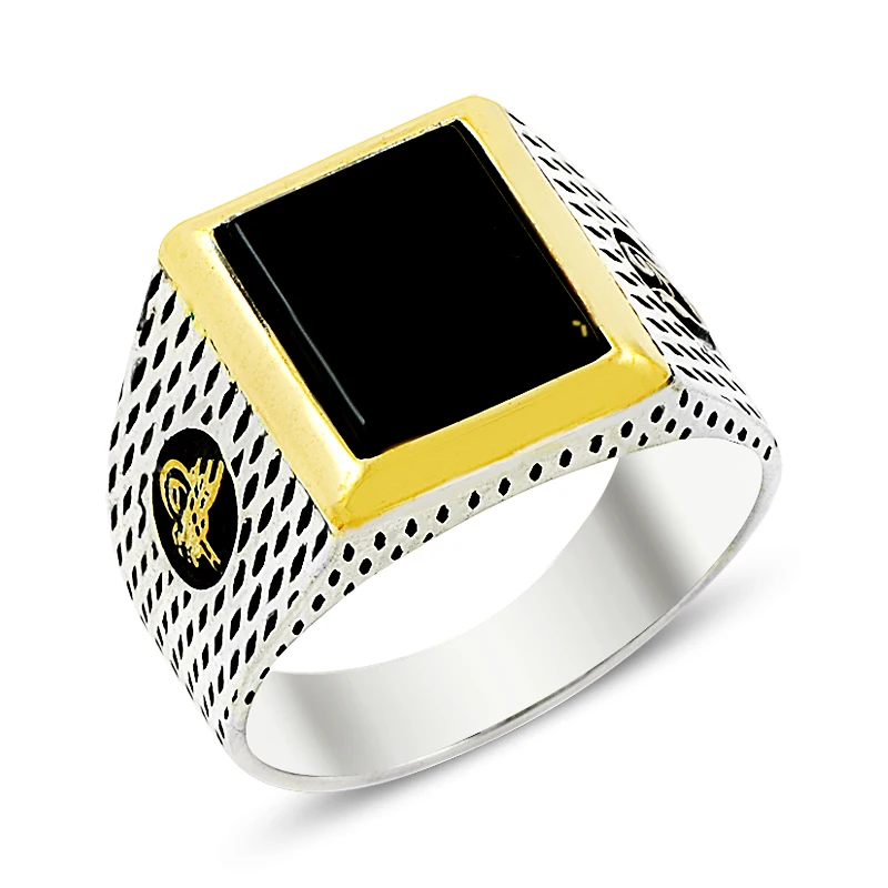 925 Silver Ottoman Emblem Added Classic Rings for Men