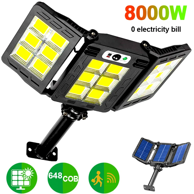 atualizar ao ar livre luz solar do jardim 9000lms solar lampada led sensor de movimento controle remoto lampada rua luz solar a prova impermeavel agua novo 8000w 01