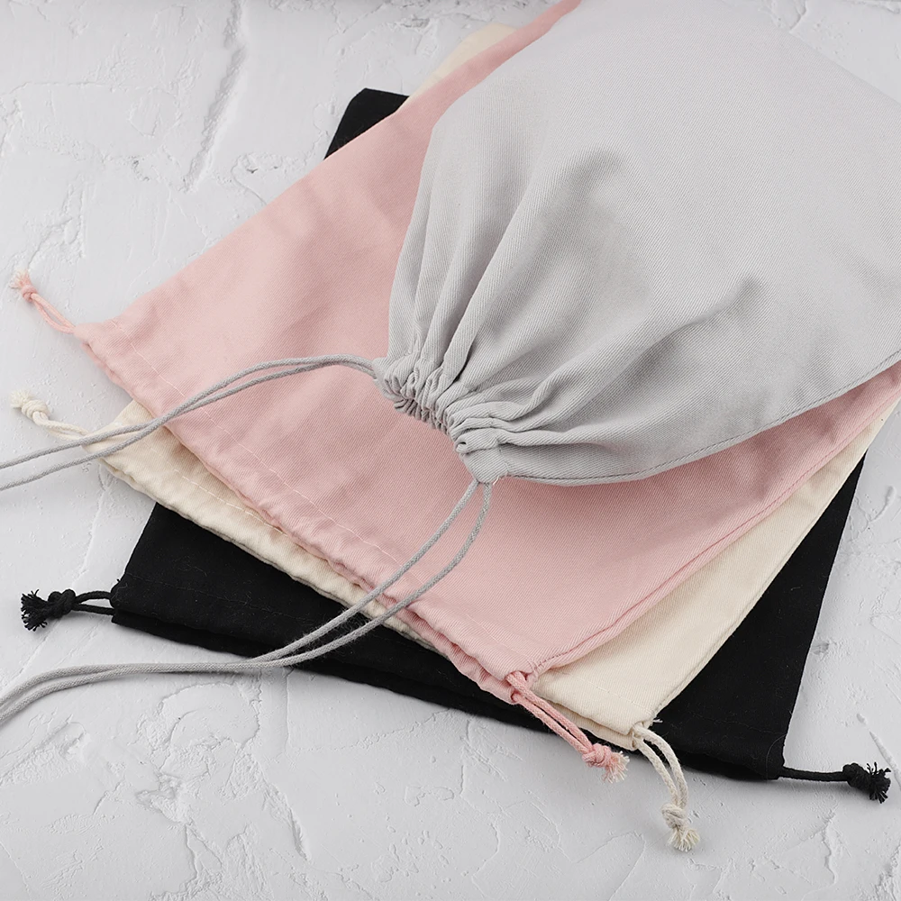 Cotton Canvas Inner Bags Drawstring Pouch Pink Gray Black Beige Color Gift Packaging Bag Storage Bag