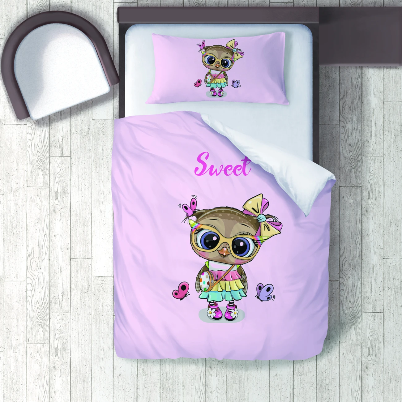 

Duvet Cover Set Bedding Set Pillow Case for Baby and Kids Room 3D Printed Pink Sweet Owl Model 160