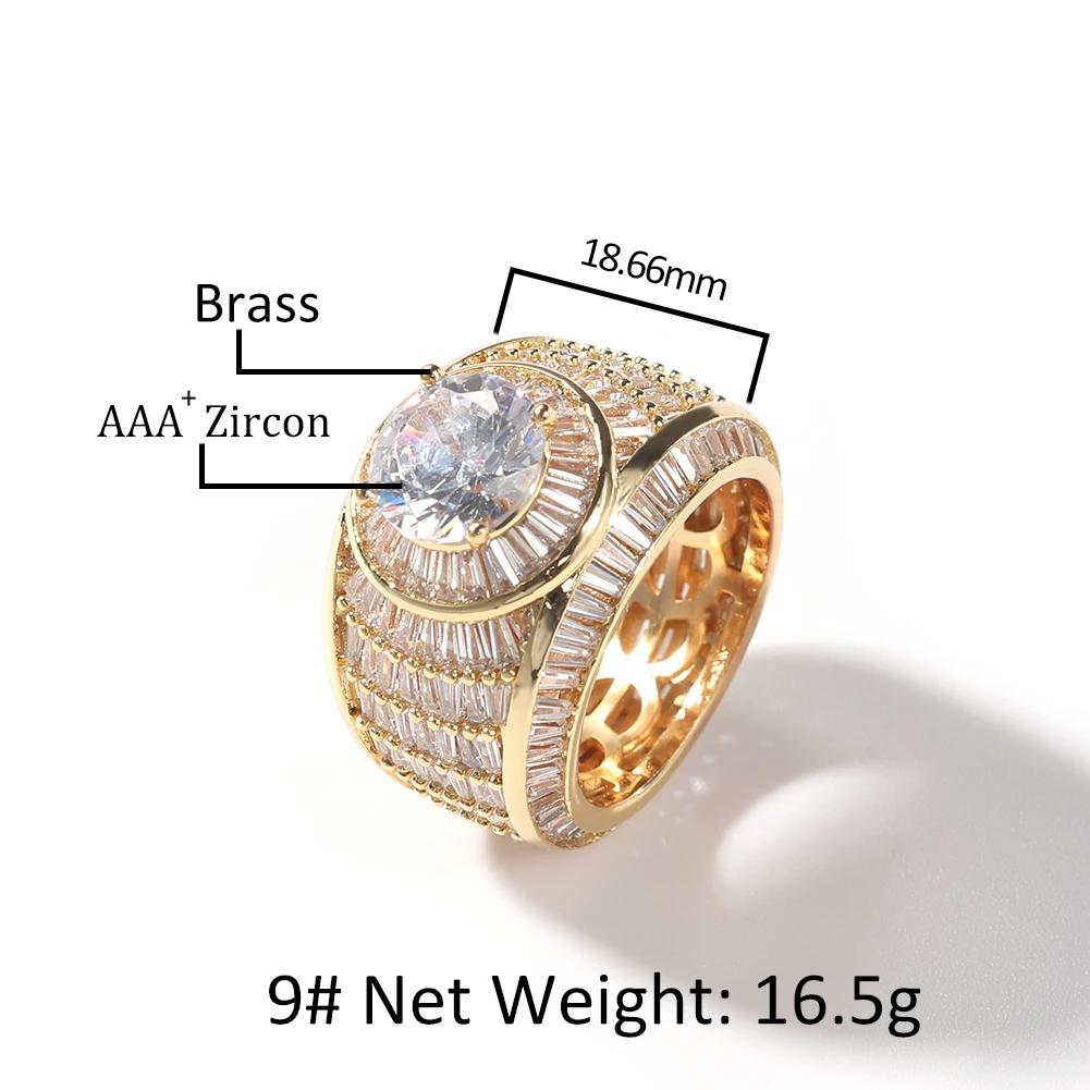 THE BLING KING Luxury Bold Statement Rings Iced Baguettecz Cubic Zirconia Engagement High Quality Party Hiphop Jewelry For Gift